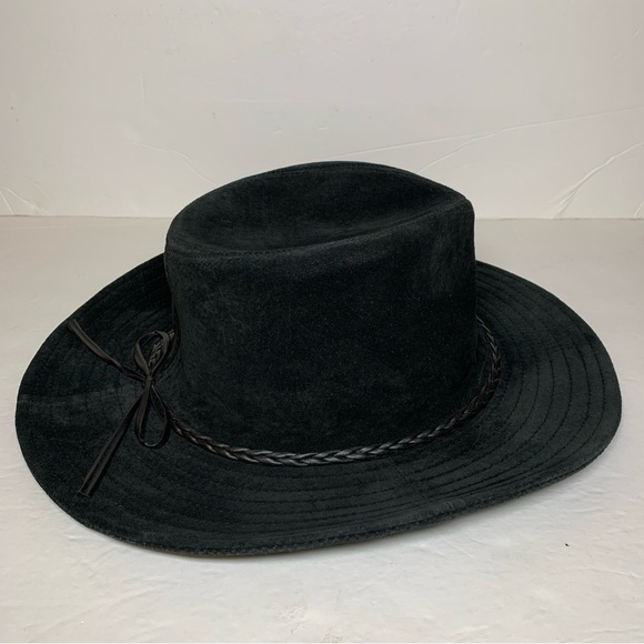 Liz Claiborne Womens Hat Wool Wide Brim Black Leather Braided Strap main image 9